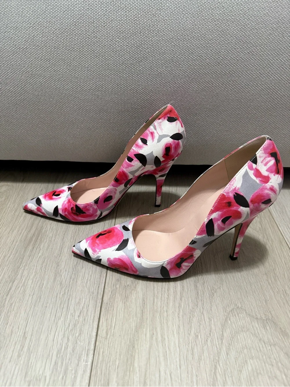 kate spade Pink & Black Floral Pointed Toe Pumps